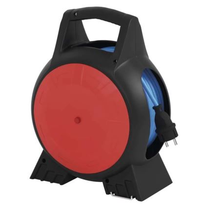 Pikendusjuhe rullil 3P 20m punane/must IP44