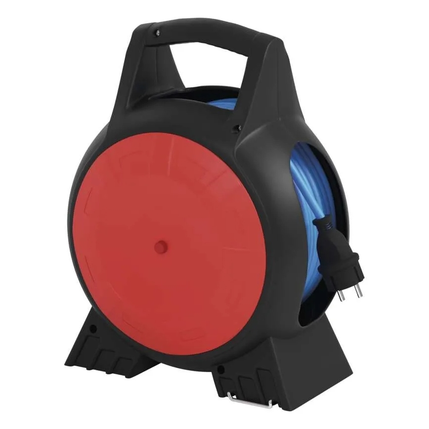 Pikendusjuhe rullil 3P 20m punane/must IP44