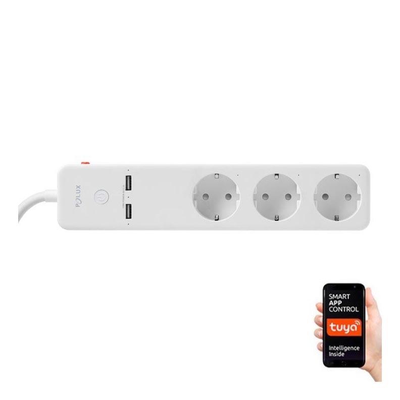 Pikendusjuhe SMART lülitiga 1,5m + 2xUSB/Wi-Fi Tuya SCHUKO