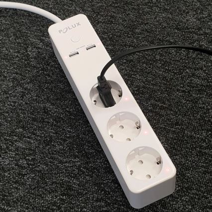 Pikendusjuhe SMART lülitiga 1,5m + 2xUSB/Wi-Fi Tuya SCHUKO