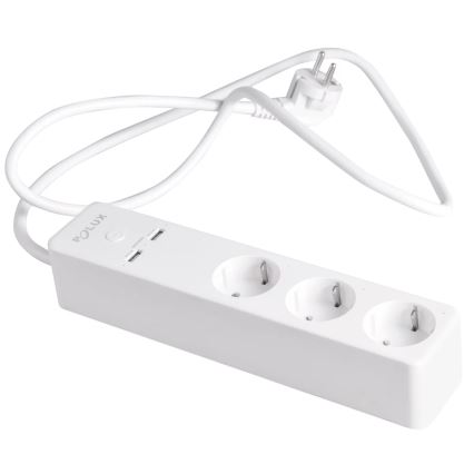 Pikendusjuhe SMART lülitiga 1,5m + 2xUSB/Wi-Fi Tuya SCHUKO