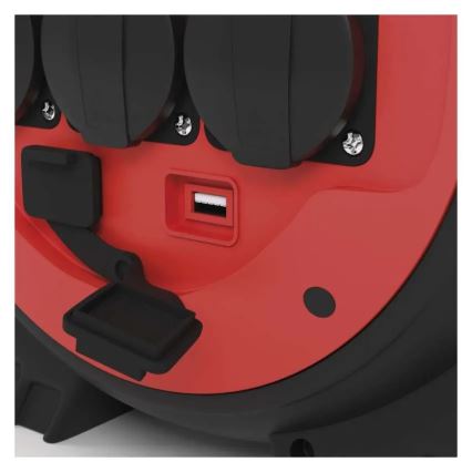 Pikendusjuhe trumlil 3Z 20m punane/must IP44