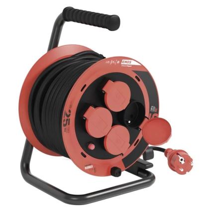 Pikendusjuhe trumlil 4 pesaga 25m IP44 punane