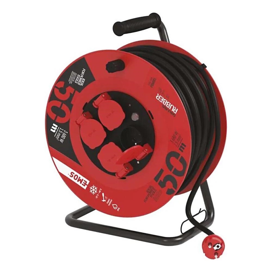 Pikendusjuhe trumlil 4 pesaga 50m punane IP44