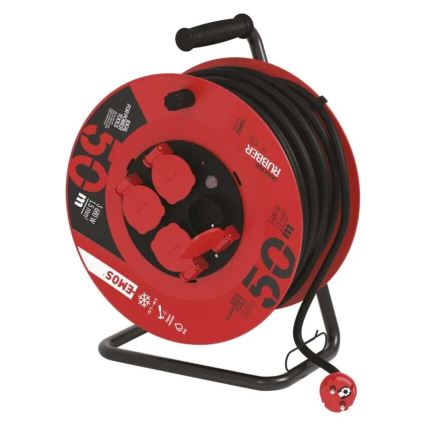 Pikendusjuhe trumlil 4 pesaga 50m punane IP44