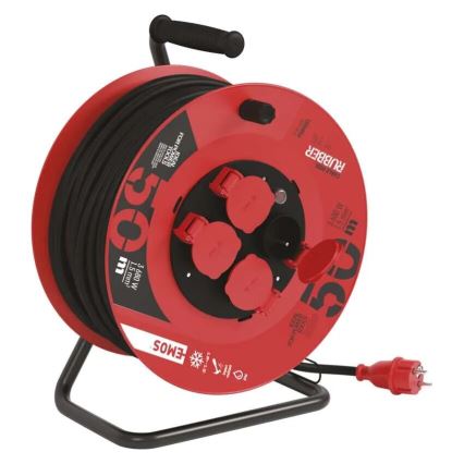 Pikendusjuhe trumlil 4 pesaga 50m punane IP44