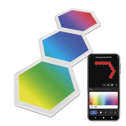 KOMPLEKT 3x LED RGBIC+CCT Hämardatav valguspaneel - pikendus 3xLED/1,8W/230V Wi-Fi Tuya