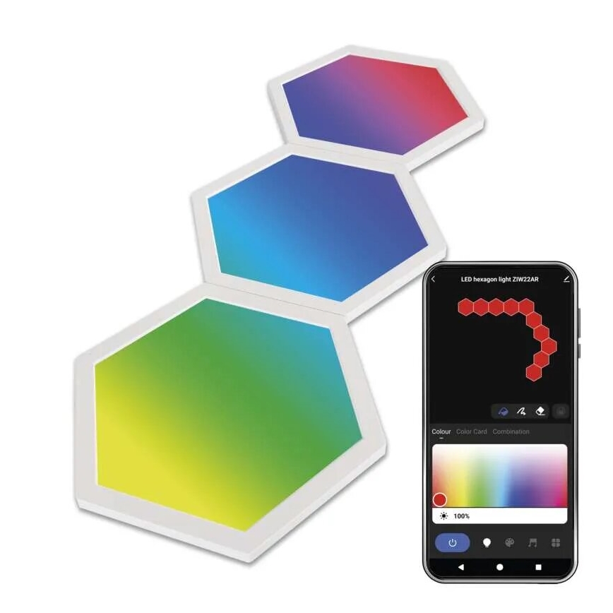 KOMPLEKT 3x LED RGBIC+CCT Hämardatav valguspaneel - pikendus 3xLED/1,8W/230V Wi-Fi Tuya