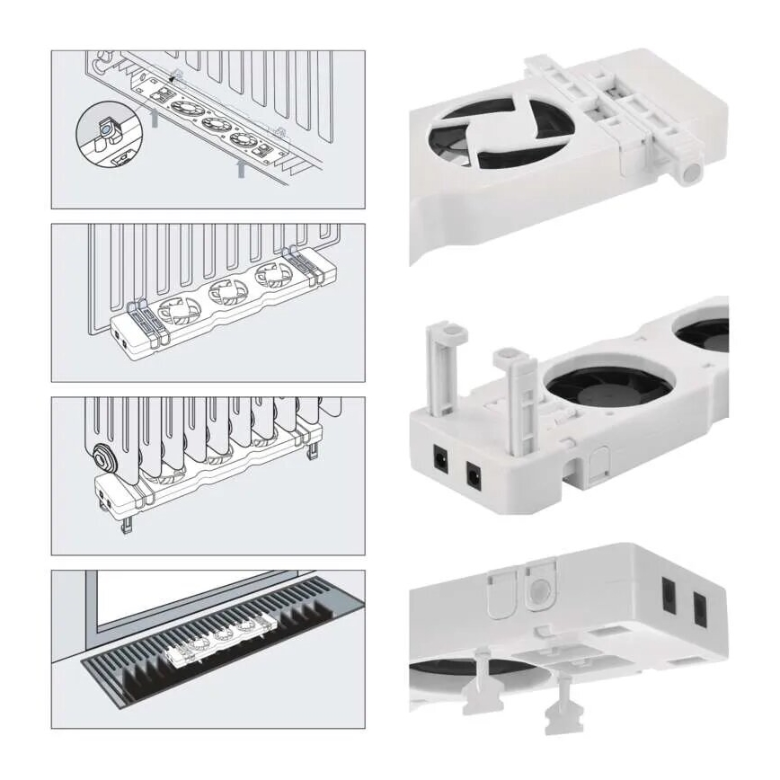 Pikenduskomplekt radiaatori ventilaatorile 5V valge