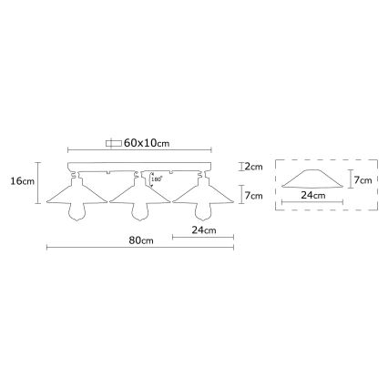 Pinnale kinnitatav lühter BERCESTE 3xE27/40W/230V