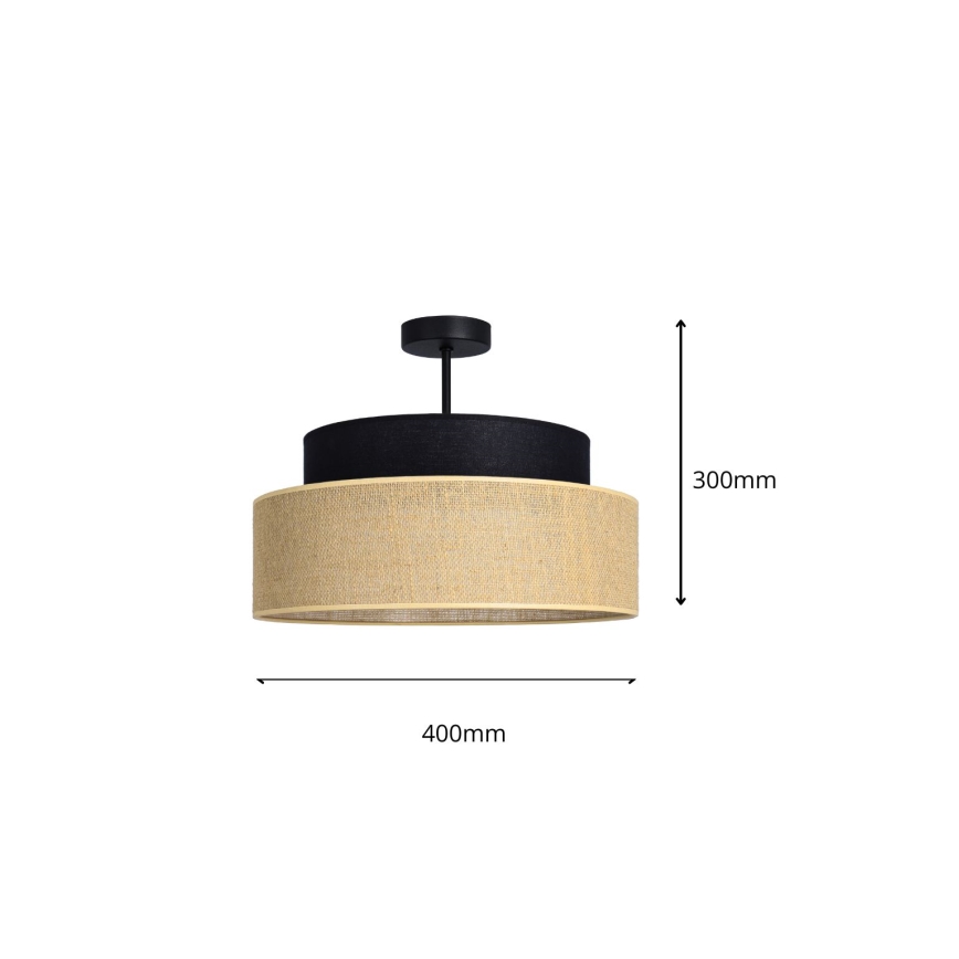 Pinnale kinnitatav lühter BOHO 1xE27/60W/230V d. 40 cm must/beež