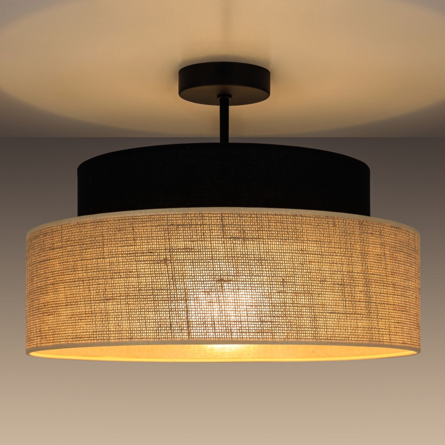 Pinnale kinnitatav lühter BOHO 1xE27/60W/230V must/beež