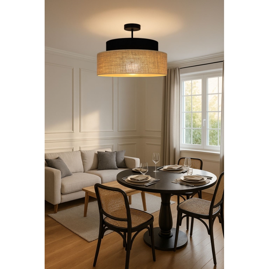 Pinnale kinnitatav lühter BOHO 1xE27/60W/230V must/beež