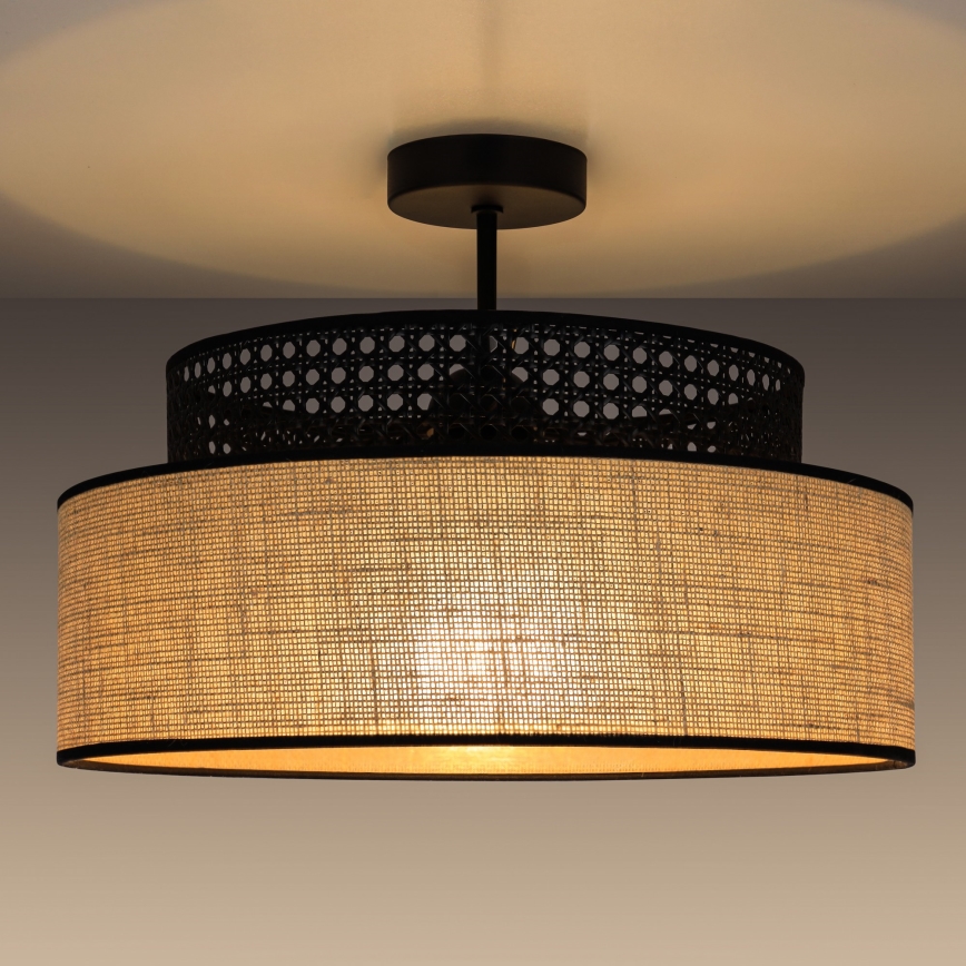 Pinnale kinnitatav lühter BOHO 1xE27/60W/230V must/rotang
