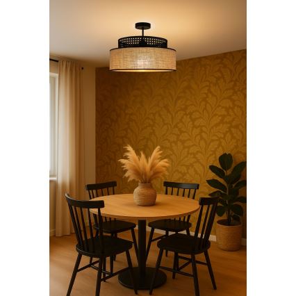 Pinnale kinnitatav lühter BOHO 1xE27/60W/230V must/rotang