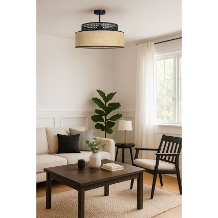 Pinnale kinnitatav lühter BOHO 1xE27/60W/230V must/rotang