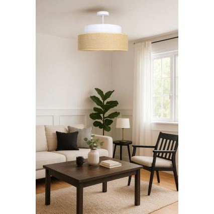 Pinnale kinnitatav lühter BOHO 1xE27/60W/230V valge/beež