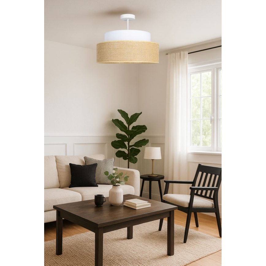 Pinnale kinnitatav lühter BOHO 1xE27/60W/230V valge/beež