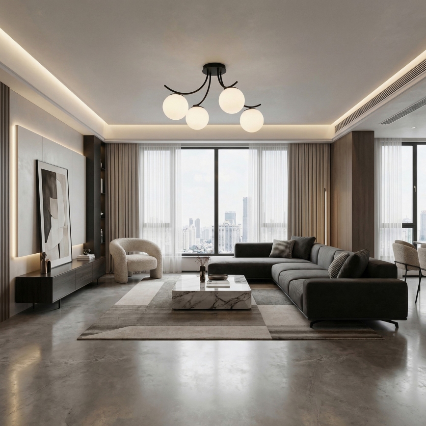 Pinnale kinnitatav lühter BOSTON 4xE14/10W/230V must