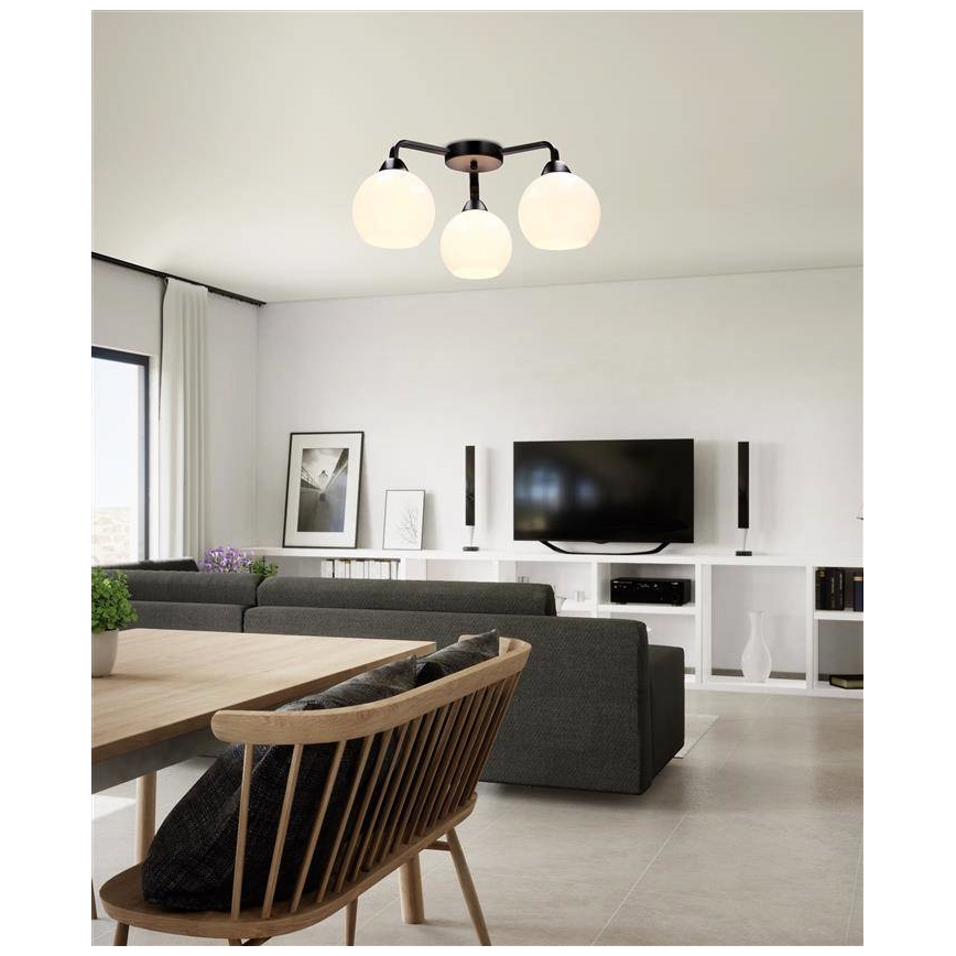 Pinnale kinnitatav lühter CALDERA 3xE27/60W/230V must