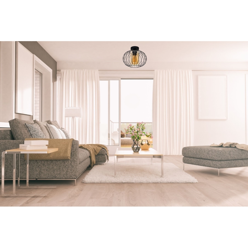 Pinnale kinnitatav lühter CORRINI 1xE27/60W/230V d. 25 cm must/beež