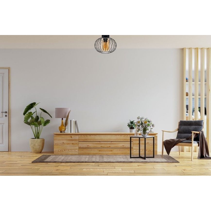 Pinnale kinnitatav lühter CORRINI 1xE27/60W/230V d. 25 cm must/beež