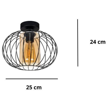 Pinnale kinnitatav lühter CORRINI 1xE27/60W/230V d. 25 cm must/beež
