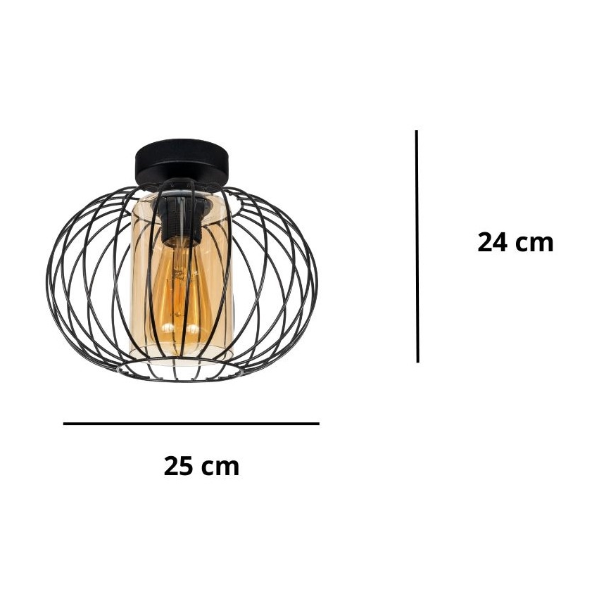 Pinnale kinnitatav lühter CORRINI 1xE27/60W/230V d. 25 cm must/beež