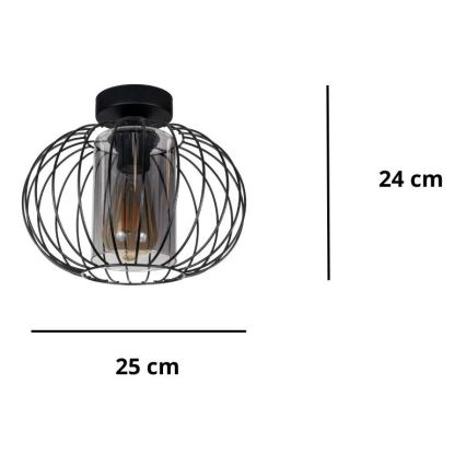 Pinnale kinnitatav lühter CORRINI 1xE27/60W/230V d. 25 cm must/hall