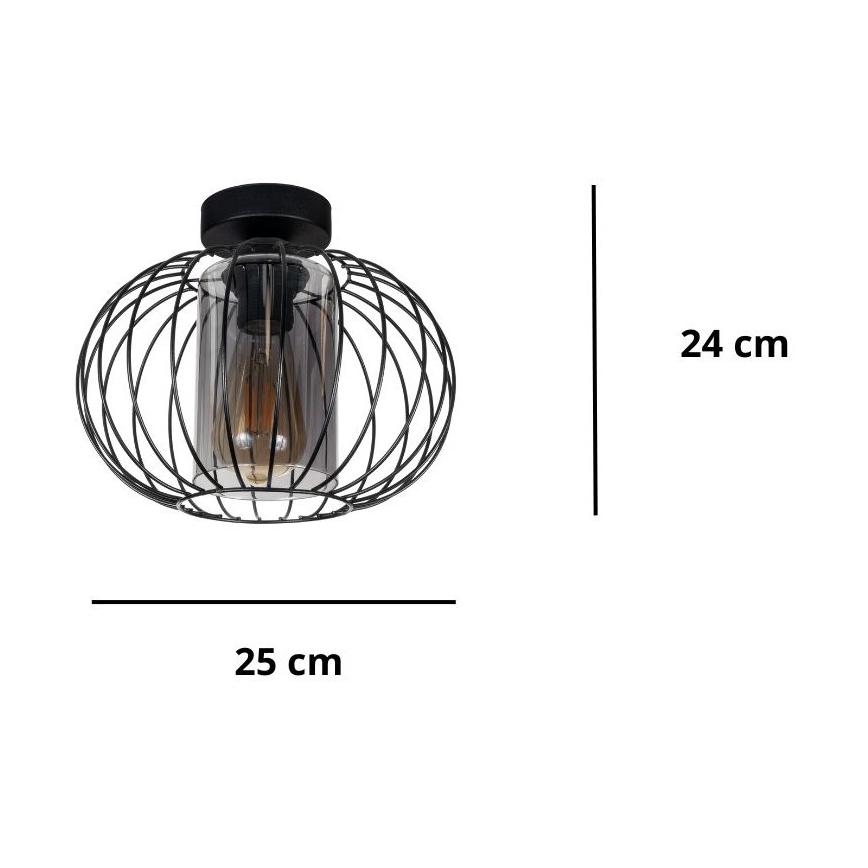 Pinnale kinnitatav lühter CORRINI 1xE27/60W/230V d. 25 cm must/hall
