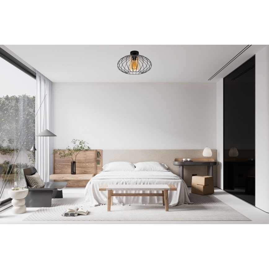 Pinnale kinnitatav lühter CORRINI 1xE27/60W/230V d. 34 cm must/beež
