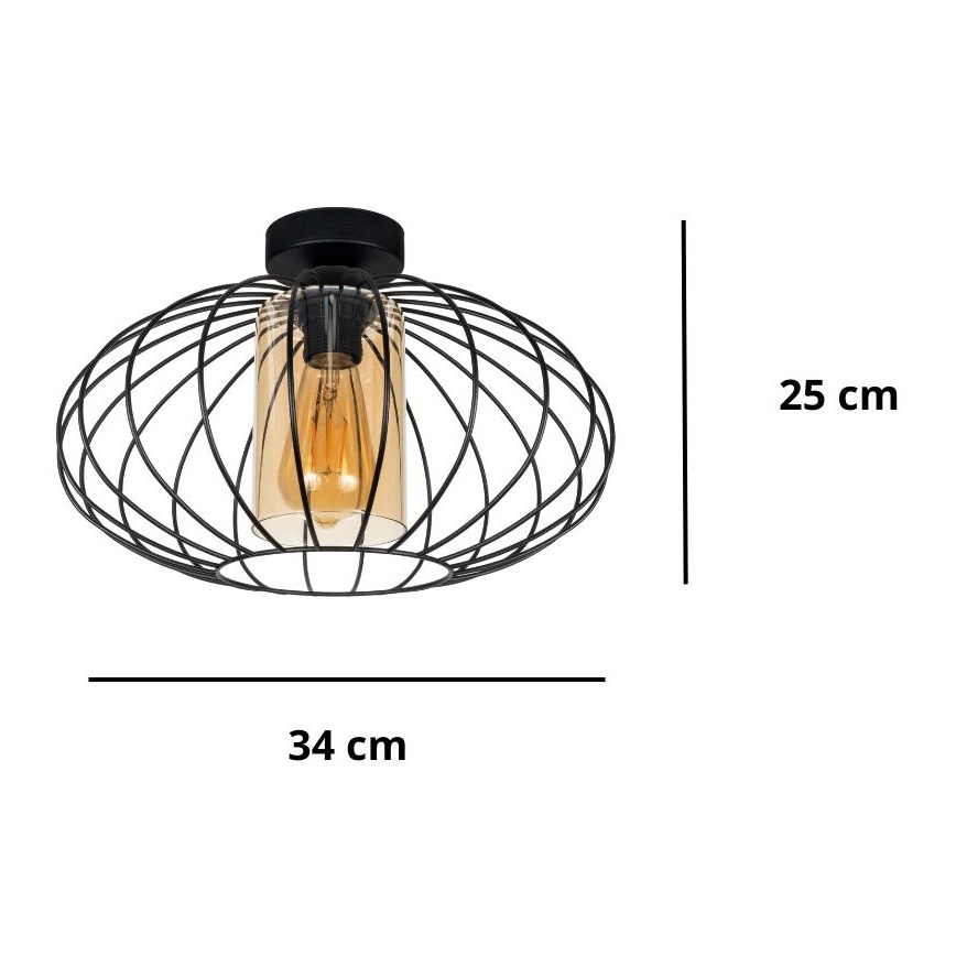 Pinnale kinnitatav lühter CORRINI 1xE27/60W/230V d. 34 cm must/beež