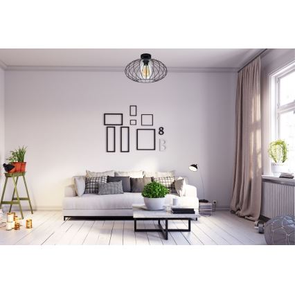 Pinnale kinnitatav lühter CORRINI 1xE27/60W/230V d. 34 cm must/läbipaistev