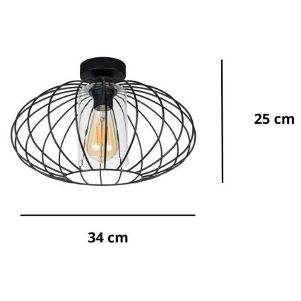 Pinnale kinnitatav lühter CORRINI 1xE27/60W/230V d. 34 cm must/läbipaistev