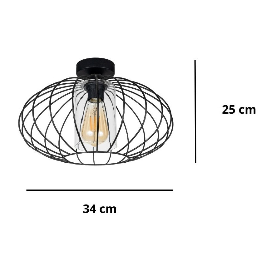 Pinnale kinnitatav lühter CORRINI 1xE27/60W/230V d. 34 cm must/läbipaistev