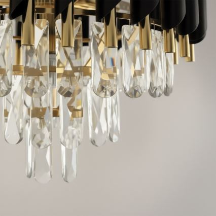 Pinnale kinnitatav lühter CRISTAL 5xE14/10W/230V must/kuldne