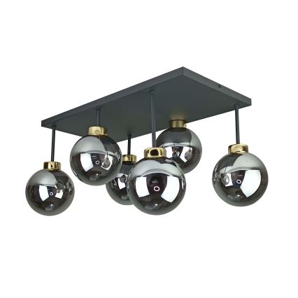 Pinnale kinnitatav lühter DEA 6xE14/60W/230V must/kuldne/suitsune must