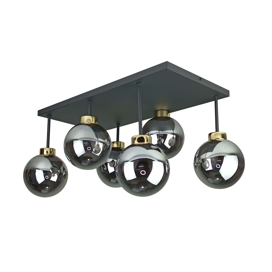 Pinnale kinnitatav lühter DEA 6xE14/60W/230V must/kuldne/suitsune must