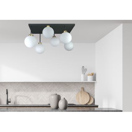 Pinnale kinnitatav lühter DEA 6xE14/60W/230V must/kuldne/valge
