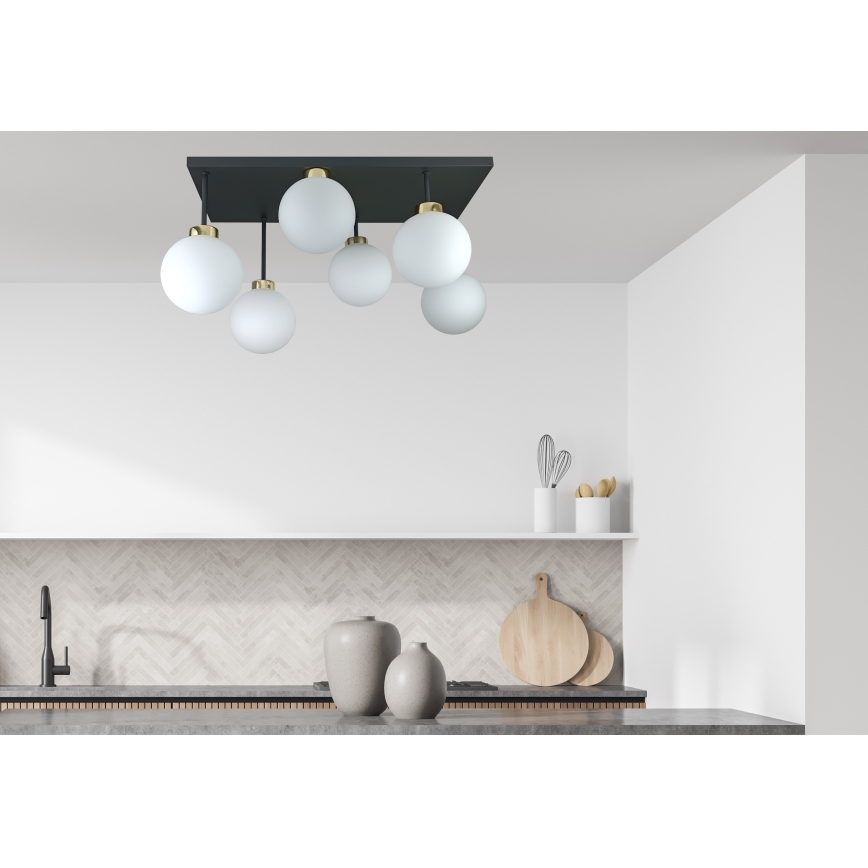 Pinnale kinnitatav lühter DEA 6xE14/60W/230V must/kuldne/valge