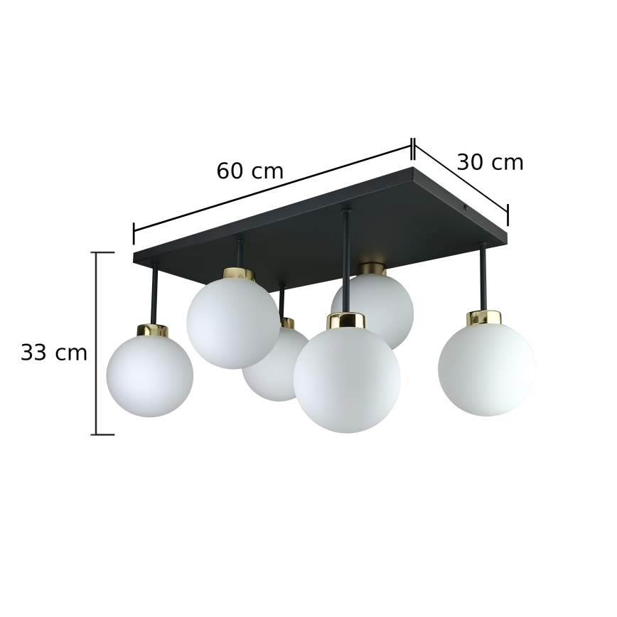 Pinnale kinnitatav lühter DEA 6xE14/60W/230V must/kuldne/valge