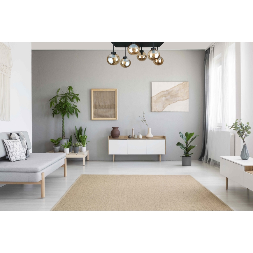Pinnale kinnitatav lühter DEA 6xE14/60W/230V must/suitsune beež