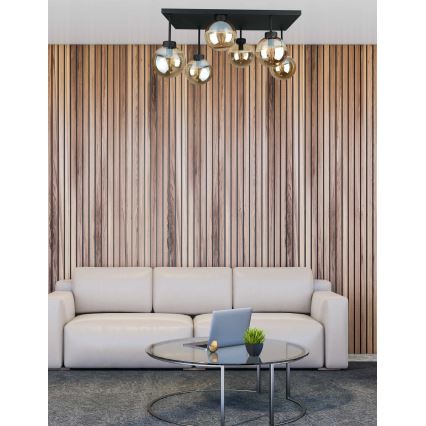 Pinnale kinnitatav lühter DEA 6xE14/60W/230V must/suitsune beež