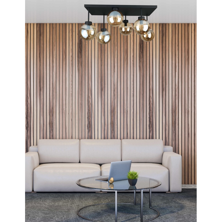 Pinnale kinnitatav lühter DEA 6xE14/60W/230V must/suitsune beež