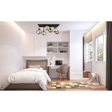 Pinnale kinnitatav lühter DEA 6xE14/60W/230V must/suitsune beež