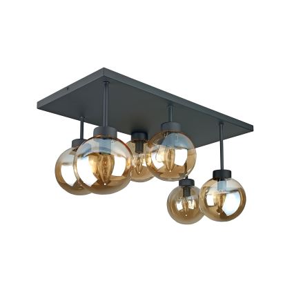 Pinnale kinnitatav lühter DEA 6xE14/60W/230V must/suitsune beež