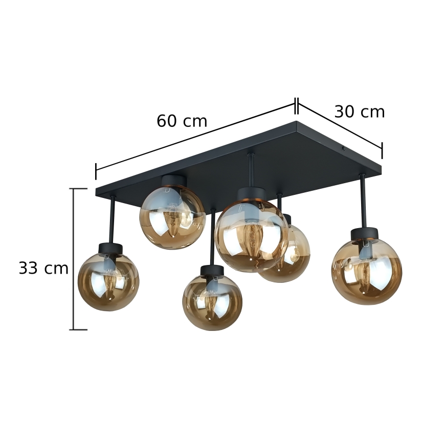Pinnale kinnitatav lühter DEA 6xE14/60W/230V must/suitsune beež