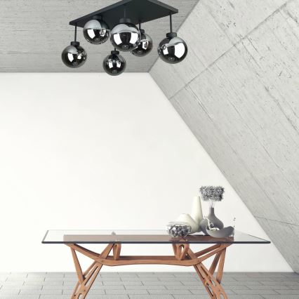 Pinnale kinnitatav lühter DEA 6xE14/60W/230V must/suitsune must