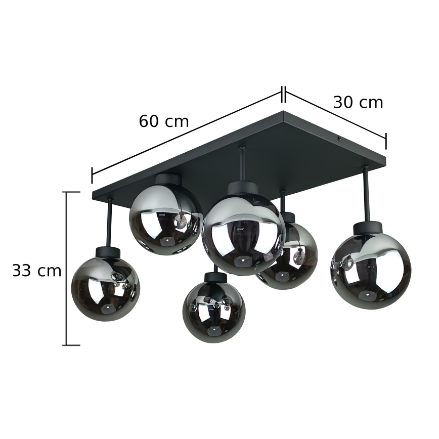 Pinnale kinnitatav lühter DEA 6xE14/60W/230V must/suitsune must