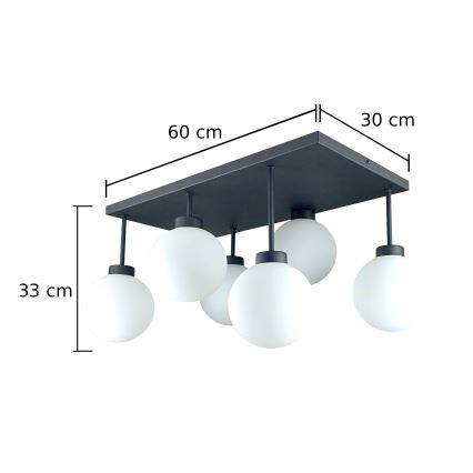 Pinnale kinnitatav lühter DEA 6xE14/60W/230V must/valge